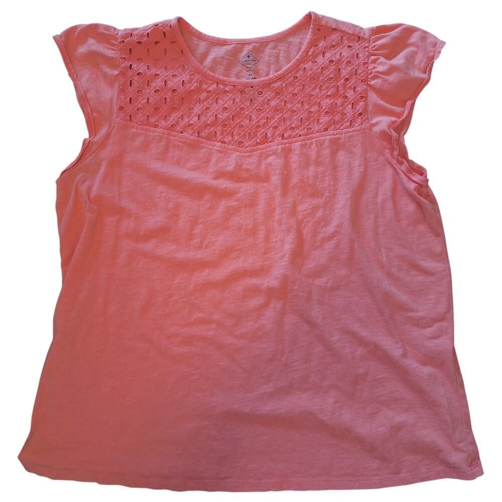 St Johns Bay Tee Cap Sleeve Peach Eyelet 0X Womens